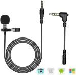Lavalier tipo mikrofonas mobiliesiems telefonams ir kompiuteriams, 2 m mini kryptinis atvartinis mikrofonas su 2 transformacijomis, puikiai tinkantis interviu, vaizdo konferencijoms, podcast'ams, diktavimui ir kt.