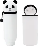 Pie&scaron;tukinė su Panda motyvu, 2 viename mink&scaron;tas silikoninis krep&scaron;ys, menininko pie&scaron;tukinė, kelioninė kosmetikos laikymo dėžutė, miela Panda mokyklai, namams, biuro reikmenims (balta Panda), balta, klasikinė