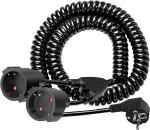 Spiralinis prailginimo laidas su 2 Schuko lizdais, 3m