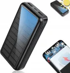 Saulės energijos bankas 30000mah Usb-c Micro-usb Qi dvigubas įkrovimas