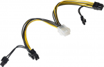 Akyga PCIE 6- pin - PCIE 8- pin x2, 0,15m, geltona (AK- CA- 55)