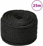 Darbo virvė, juodos spalvos, 12mm, 25m, polipropilenas