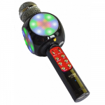 Goodbuy LED 360 karaoke mikrofonas su garsiakalbiu Bluetooth | 5W | aux | balso moduliatorius | USB | Micro SD juodas