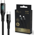 Extralink Smart Life USB-C - USB-C su LED ekranu juoda 100W, 200cm