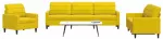 Sofa Sofos komplektas su pagalvėlėmis, 4 dalių, geltonas, aksomas