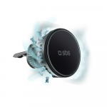 Telefono lakiklis su belaidžiu įkrovimu SBS TESUPFANWIR15W 15W for air vent, with cooling - juodas