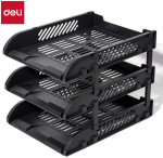 Dokumentų lentynėlė DELI, horizontali, 3 stalčių, juodos spalvos