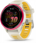 I&scaron;manusis laikrodis Garmin Forerunner&reg; 570 - 42mm Rožinės spalvos aliuminis su permatomu kreminės / mango spalvos dirželiu