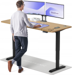 Elektrinis reguliuojamo auk&scaron;čio stalas Desktronic HomePro Ąžuolo masyvas/Juodas, 180x80cm, Dvigubas motoras, USB ir USB-C įkrovimo lizdai