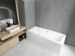 Vonia Mexen Cube su apdaila ir stiklo sienele, 180x80 cm + 75 cm, baltas+I/swing/chrome