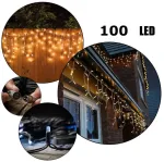 Happy People 100 LED 4 Metrai lempučių lauko girlianda Varvekliai su baltu laidu, &Scaron;iltai baltos spalvos Flash K-11
