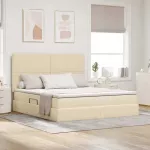 Lova su daiktų laikymo vieta ir čiužiniu Kremas 160 x 200 cm