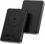 Dėklas Blavec Power Bank 10000mAh BJ-05 Ultra Fast 16mm - Type C - Qi2.2 25W + PD 45W magnetic induction Magsafe 2 in 1 (PBBJ05-QI22MC10B) juodas
