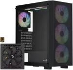 Aerocool kompiuterio korpusas B509A Flow-G-BK-v1 ACCX-BD02002.11, ATX, 650W, 4 ventiliatoriai, grūdintas stiklas, juodas