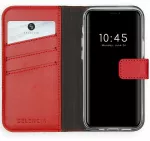Selencia natūralios odos atverčiamas dėklas, skirtas iPhone 12 Mini &ndash; Raudonas