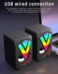 Kompiuterio kolonėlės Duobagma Pc garsiakalbis, Usb kompiuterio garsiakalbis 2.0 stereo žaidimų garsiakalbis su &scaron;auniomis Led lemputėmis, skirtas Pc kompiuteriui, staliniam kompiuteriui, ne&scaron;iojamam kompiuteriui, i&scaron;maniajam telefonui