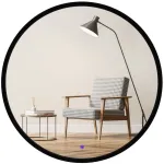 Apvalus juodas veidrodis 55 cm Led su pa&scaron;vaiste ir jungikliu