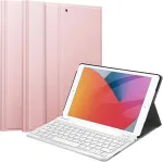 Fintie Klaviatūros dėklas, skirtas Ipad 9 kartos (2021)/8 kartos (2020)/7 kartos (2019) 10.2 colių &ndash; itin plonas lengvas apsauginis dėklas su magnetine nuimama Bluetooth klaviatūra su Qwertz i&scaron;dėstymu, rožinis auksas
