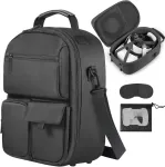 Foregoer dėklas Meta Quest 3/oculus Quest 2/vision Pro įrenginiams, kietas kelioninis krep&scaron;ys, suderinamas su Meta Oculus Quest 2 ausinėmis, Quest Pro ir priedais, Vr &bdquo;viskas viename&ldquo; žaidimų ausinėmis, juodas