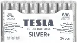 24x Alkaline baterija Tesla Sidabrinis+ Lr03 Aaa R3 E92 1,5v