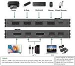 Usb-c Kvm jungiklis, Kceve Kvm type-c jungiklis palaiko 4k @ 60hz 1 type-c ir 1 Hdmi kompiuteriui, kurie dalijasi klaviatūra, pele ir monitoriumi, palaiko 87w Pd greitą įkrovimą