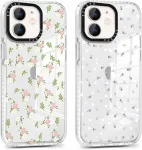 Xylota 2 skaidrių, apsauginių telefono dėklų rinkinys, skirtas iphone 11 (6,1 colio), esteti&scaron;kas gėlių ra&scaron;tas, apsauginis dėklas mergaitėms, mink&scaron;tas silikonas, plonas tpu bamperis, smūgiams atsparus dėklas, 08
