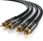 Csl-computer Rca garso kabelis, 1m, 2x Rca į 2x Rca, metalinis ki&scaron;tukas