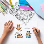 Skaidrūs antspaudai su anime stiliaus katėmis kortelėms ir albumams