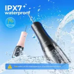 Operan belaidis burnos irigatorius, ne&scaron;iojamas elektrinis dantų irigatorius, 4 režimai ir 4 antgaliai, 300 ml burnos irigatorius, burnos irigatorius, testo nugalėtojas, pa&scaron;alina maisto likučius ir valo dantis (juodas, 1 pakuotė)