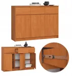 Akord Komoda svetainei 140 cm 3 durys 3 stalčiai moderni talpi alksnio