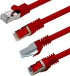 10m - reds - Cat.7 - tinklo kabelis patchcable lancable ethernet (komplektas) - 10gbase-t - 10000 mbps - Cat7 S-ftp dvigubai ekranuotas Pimf 600mhz