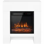 Elektrinis židinys su TV stovu ir 3D liepsnomis, baltas, 75 &times; 25 &times; 85 cm