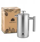 French press kavos virimo aparatas 1 l, nerūdijantis plienas, dvigubos sienelės, keičiamas filtras