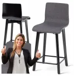 Deltachairs juoda/grafito spalvos apmu&scaron;ta baro kėdė hokeris virtuvės salei, 60 cm