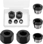 Voogenzek 3 dalių rinkinys, adapteris, 6 mm 6,35 mm 8 mm collet įvorės įrankių adapteris su 2 tvirtinimo veržlėmis tiesiam &scaron;lifuokliui, pjovimo graviravimo ma&scaron;inai