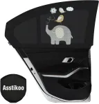 Asstikoo automobilinis saulės skydelis kūdikiui, universalus apsauginis automobilinis, tampri medžiaga, automobilinis saulės skydelis vaikams su uv apsauga, &scaron;oninio lango tinklelio medžiaga apsaugo keleivius ir naminius gyvūnus galinėje sėdynėje, 2 v ...