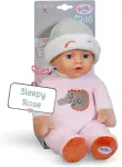 Zapf Baby born for babies sleepy rose mink&scaron;ta 30 cm lėlė su rožiniu kūnu ir integruotu bar&scaron;kučiu skudurinė lėlė su kietuoju &scaron;almu, tinkama naujagimiams