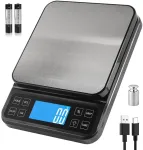 Bomata 0,1g/5kg didelės skaitmeninės virtuvinės svarstyklės, didelio tikslumo kepimo svarstyklės su % procentų funkcija, įkraunamos per Usb, nerūdijančio plieno svėrimo plok&scaron;tė