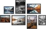 Plakatas Wcb Premium plakatų rinkinys &ndash; Mountains 7 plakatai su 14 dizainų (atspausdinti i&scaron; abiejų pusių) &ndash; 4 x Din A3 + 3 x Din A4 &ndash; paveikslų rinkinys be rėmo sienų dekoravimui
