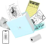 Phomemo M02 ki&scaron;eninis spausdintuvas mini bluetooth spausdintuvas ne&scaron;iojamas terminis nuotraukų spausdintuvas su įkraunama baterija ir usb laidu, suderinamas su android ir ios, skirtas žurnalams, mokslui, pasidaryk pats, žalias