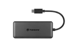 TRANSCEND 3 prievadų &scaron;akotuvas su 1 prievadu PD SD/MicroSD kortelių skaitytuvu, USB 3.1 Gen 2, C tipo