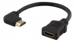 Lankstus HDMI adapteris, 0,2 m, kampinis, HDMI M / F, UHD DELTACO juoda / HDMI-21D
