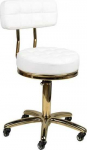 Activeshop Kosmetologinė meistro kėdutė STOOL BEAUTY BACKREST AM-961 GOLD Baltas