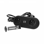 Orno Baldinis lizdas su tvirtinimo kron&scaron;teinu, USB pakrovėjas, 2 lizdai 2P + Z, 2xUSB, laidas 3x1,0mm? - 1,5 m, juodas