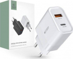 Įkroviklis 30W USB QC3.0 + USB-C PD Tech-Protect C30W baltos spalvos