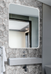 Mirrorsled Skaidrus veidrodis su LED galiniu ap&scaron;vietimu 800x1000 (apvalinti kampai) + mygtuku