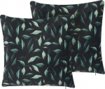 Beliani Lumarko 2 velour dekoratyviniai pagalvės sąra&scaron;e 45 x 45 cm žalsvai juoda TOADFLAX!