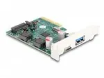 DeLOCK PCI Express x4 plok&scaron;tė su 1 x i&scaron;oriniu USB 10 Gbps Type-C lizdu + 1 x i&scaron;oriniu USB 10 Gbps Type-A lizdu &ndash; žemo profilio formatas, PCIe, USB 3.2 Gen 2 (3.1 Gen 2), žemo profilio, PCI 3.0, SATA 15 kontaktų, žalia, pilka