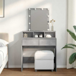 Kosmetinis staliukas su LED, betono pilkas, 80x41x144,5cm
