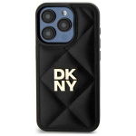 DKNY DKHCP15SPQDSLK Apple iPhone 15 6.1" dėklas telefonui juodos spalvos Quilted Stack Logo